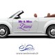 Autocollant pour voiture de mariage personnalisé Mr & Mrs