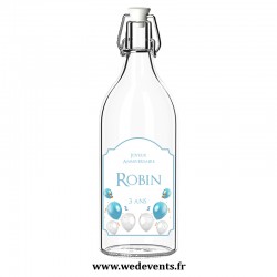 Etiquettes de bouteille personnalisées anniversaire ballons bleu blanc