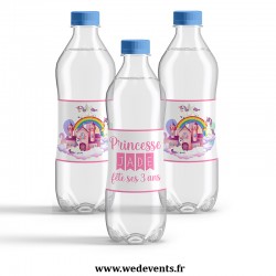 Etiquettes de petite bouteille personnalisées anniversaire princesse et licorne